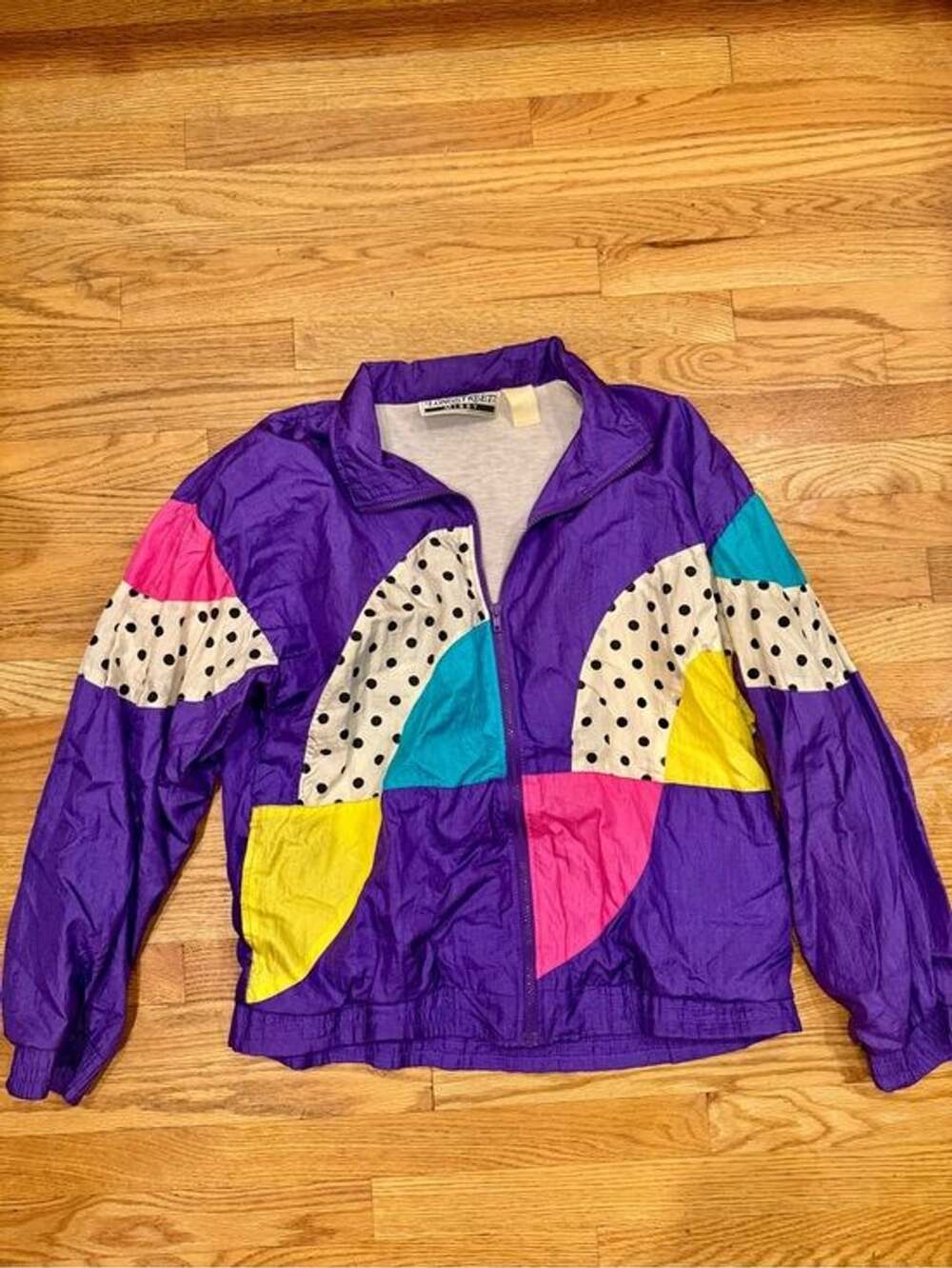 Vintage 80s 90s Colorblock Polka Dot Windbreaker Jacket